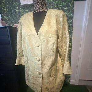 Women's Light  Cream Embroidered Jacket - Elegant Button Front 97